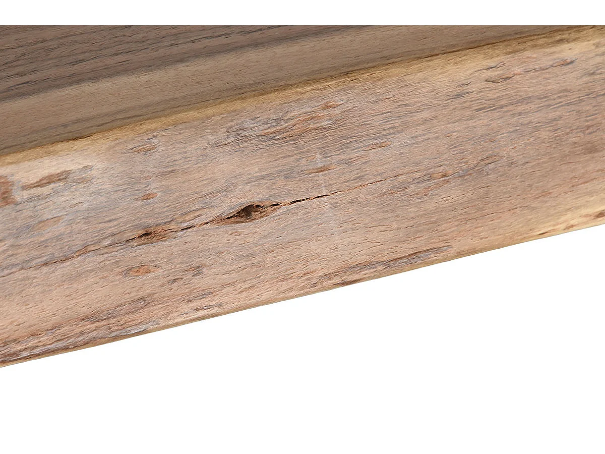 Table de salle à manger, table de repas en bois d'acacia coloris naturel et métal blanc - longueur 200 x profondeur 100 x hauteur 76 cm