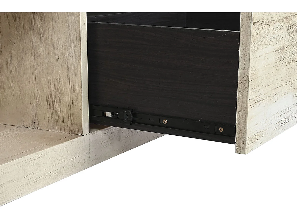 Table d'appoint avec 1 tiroir et 1 niche en bois coloris naturel - longueur 120 x profondeur 60 x Hauteur 45 cm