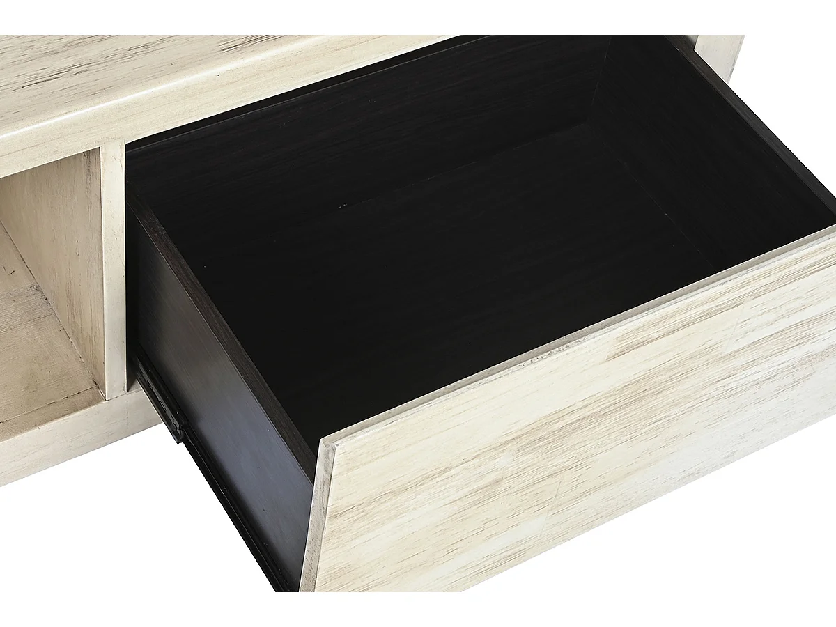 Table d'appoint avec 1 tiroir et 1 niche en bois coloris naturel - longueur 120 x profondeur 60 x Hauteur 45 cm