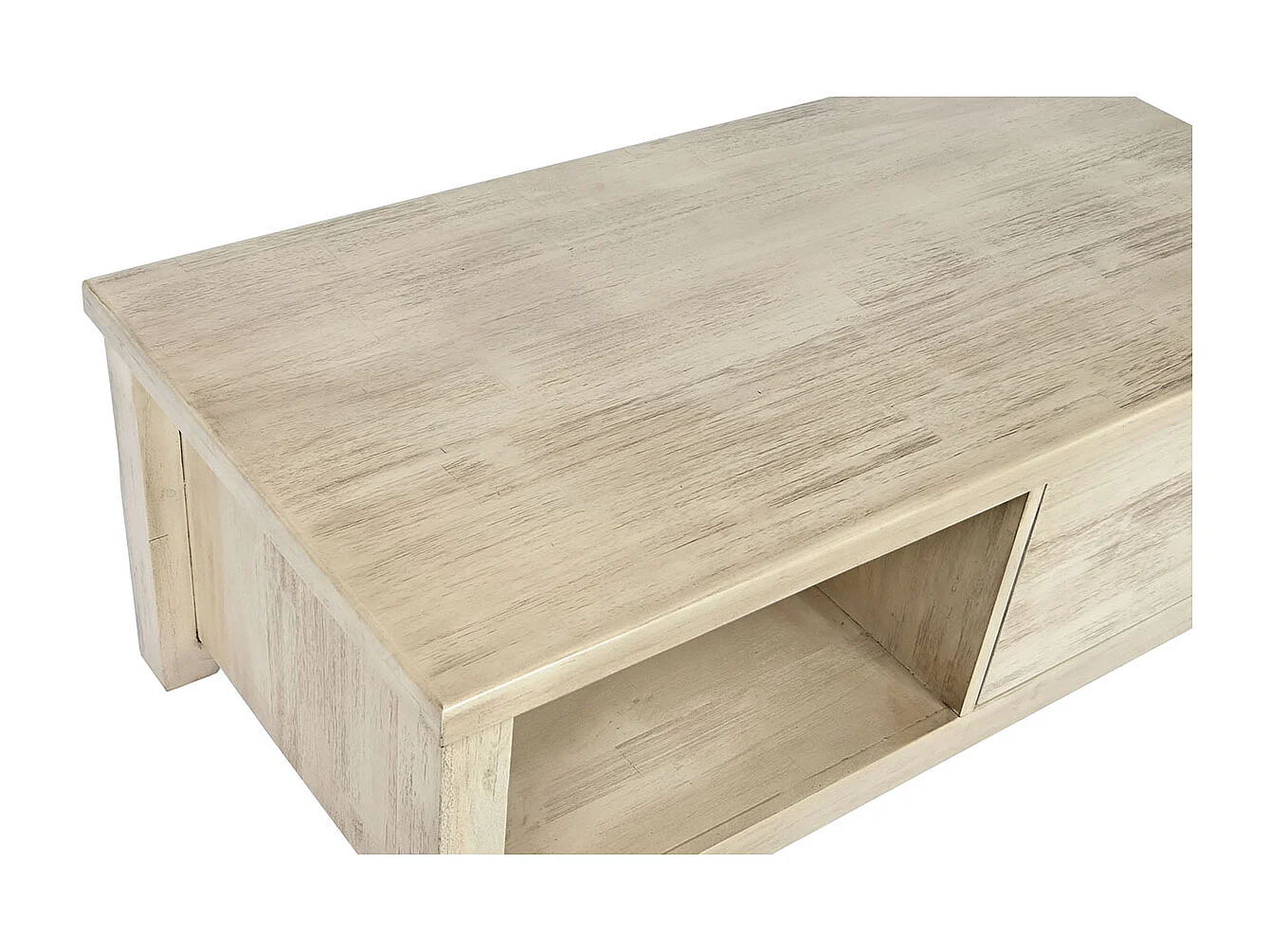 Table d'appoint avec 1 tiroir et 1 niche en bois coloris naturel - longueur 120 x profondeur 60 x Hauteur 45 cm