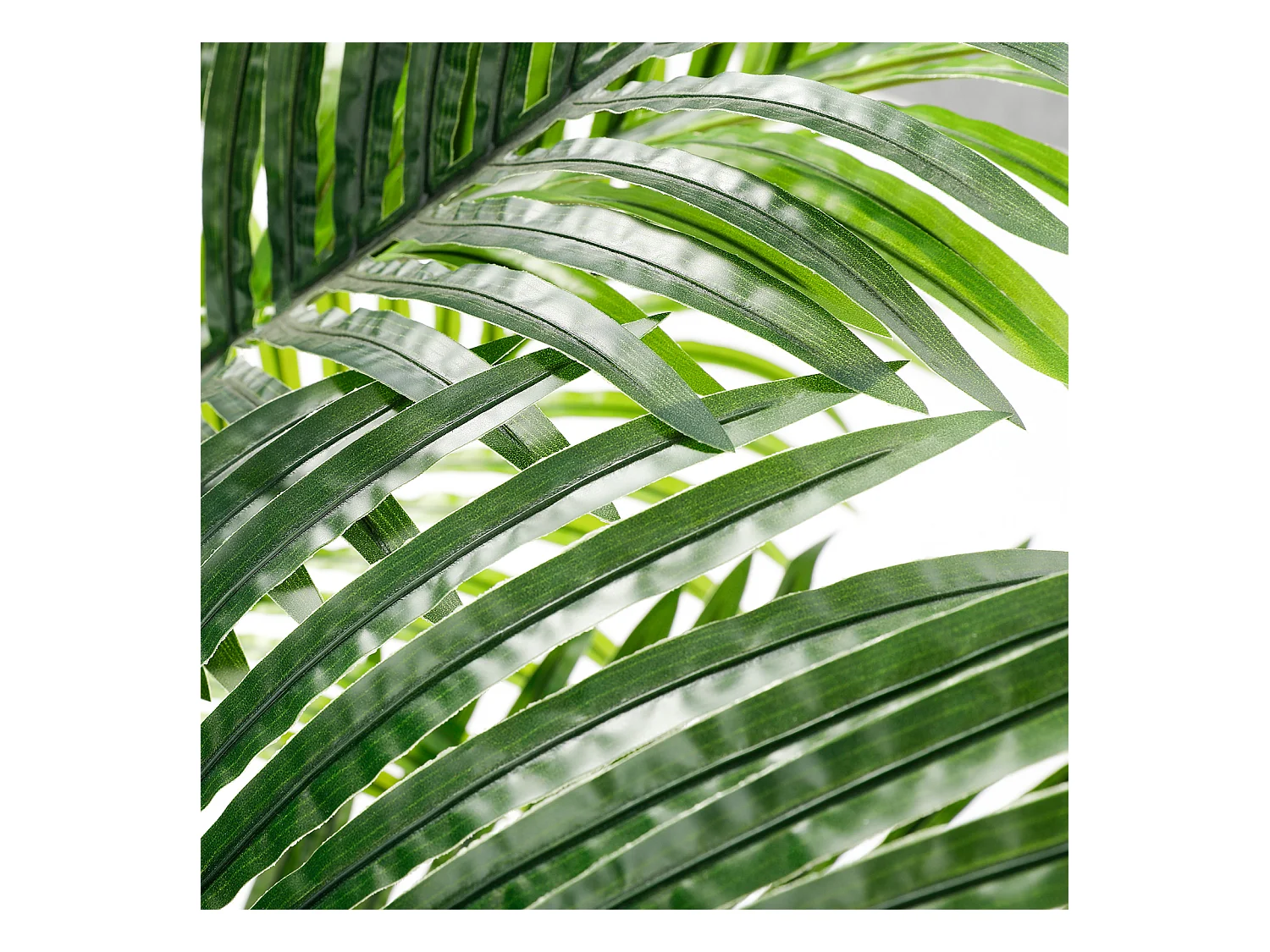 Plante artificielle vert - Palmier en pot H 120 cm - très réaliste palmier - 2 tronc et 15 feuilles - avec pot