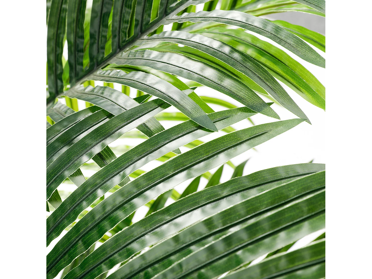 Plante artificielle vert - Palmier en pot H 120 cm - très réaliste palmier - 2 tronc et 15 feuilles - avec pot