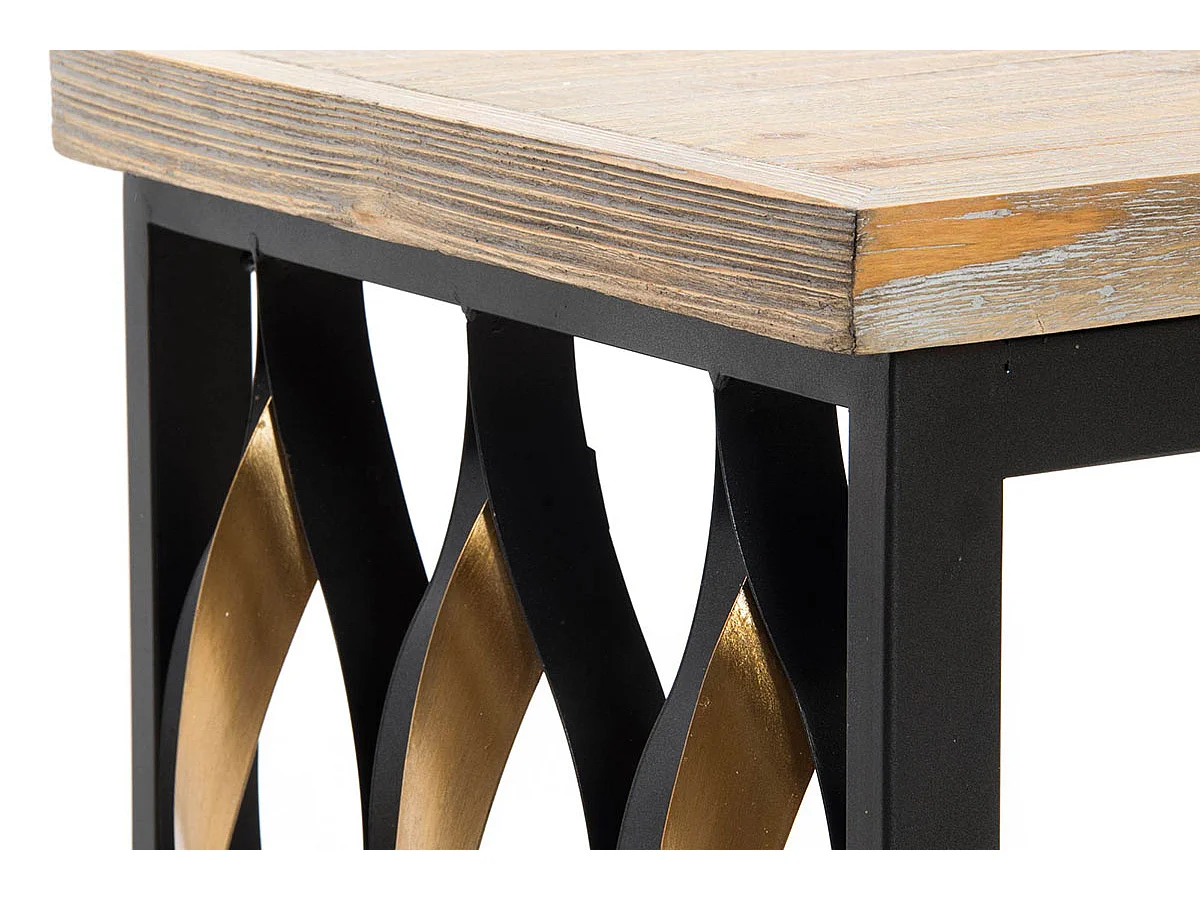 Lot de 2 tables d'appoints en bois naturel et métal coloris noir