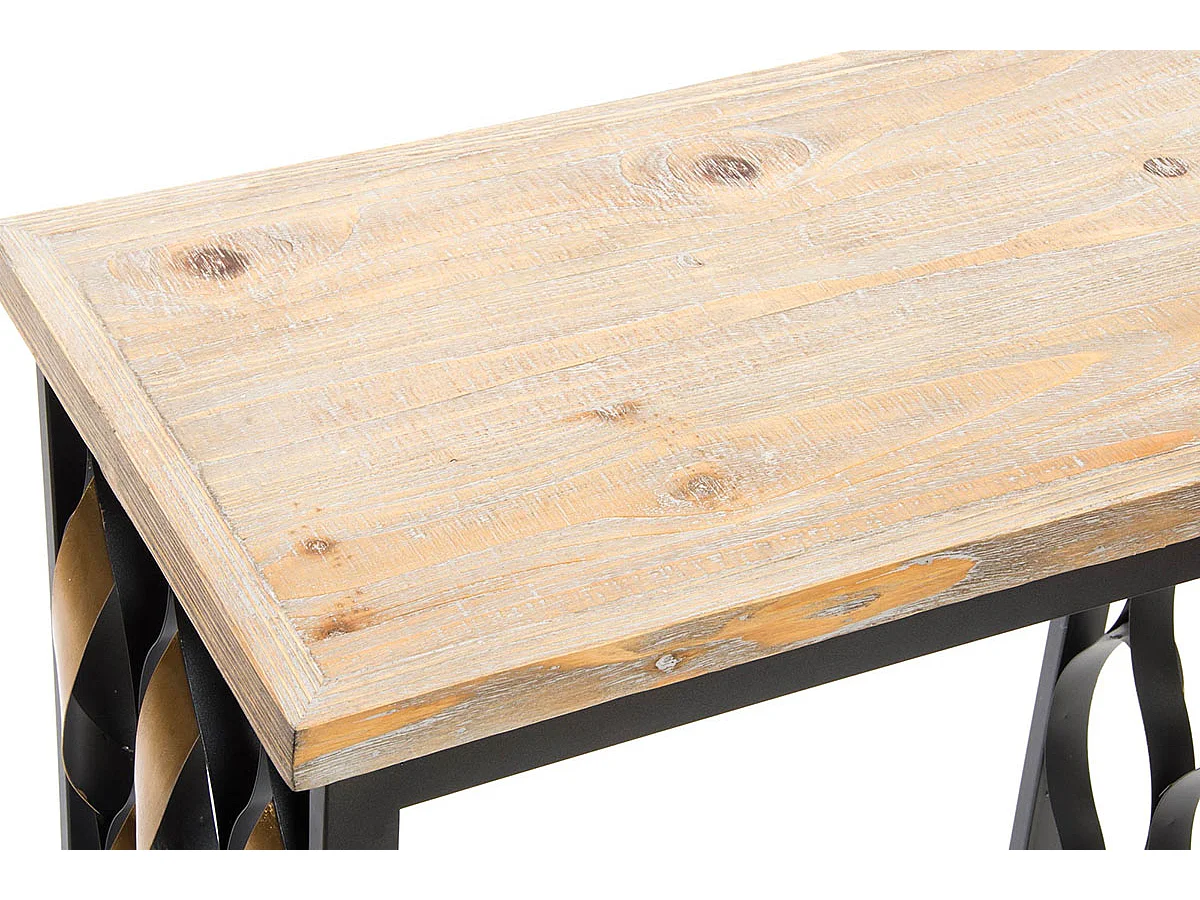 Lot de 2 tables d'appoints en bois naturel et métal coloris noir