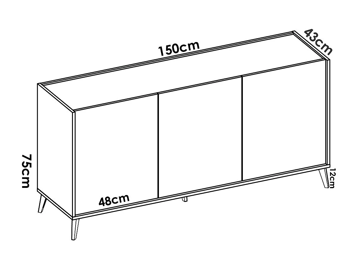 Ensemble de salon en bois mélaminé avec meuble bas TV +  buffet + table basse relevable coloris chêne naturel, blanc