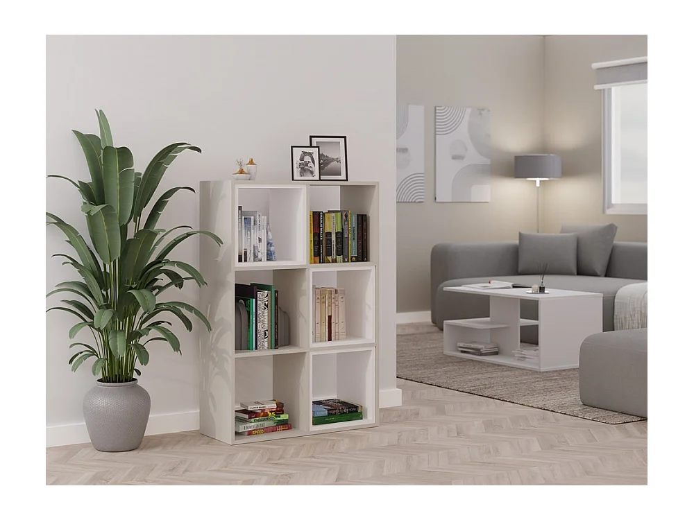 MARION - Estantería modular con 6 cubos - Librería con 6 compartimentos - 110x30x75 cm - Mueble de almacenaje