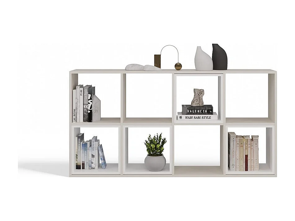 MARION - Estantería modular con 8 cubos - Librería con 8 compartimentos - 147x30x75 cm - Muebles de almacenaje