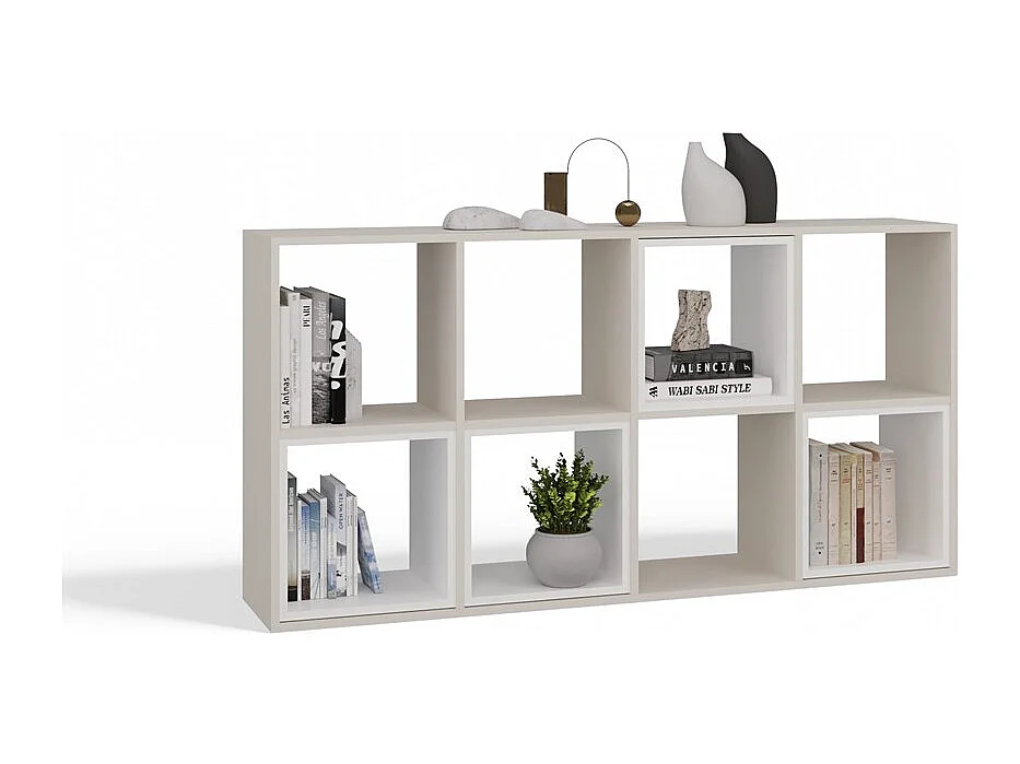 MARION - Estantería modular con 8 cubos - Librería con 8 compartimentos - 147x30x75 cm - Muebles de almacenaje