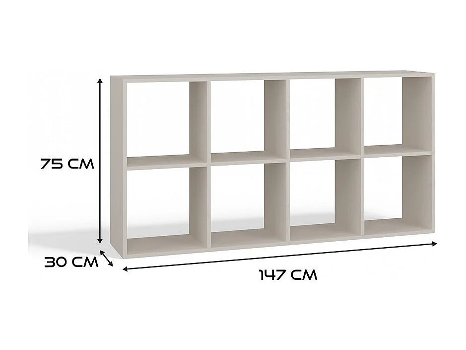 MARION - Estantería modular con 8 cubos - Librería con 8 compartimentos - 147x30x75 cm - Muebles de almacenaje
