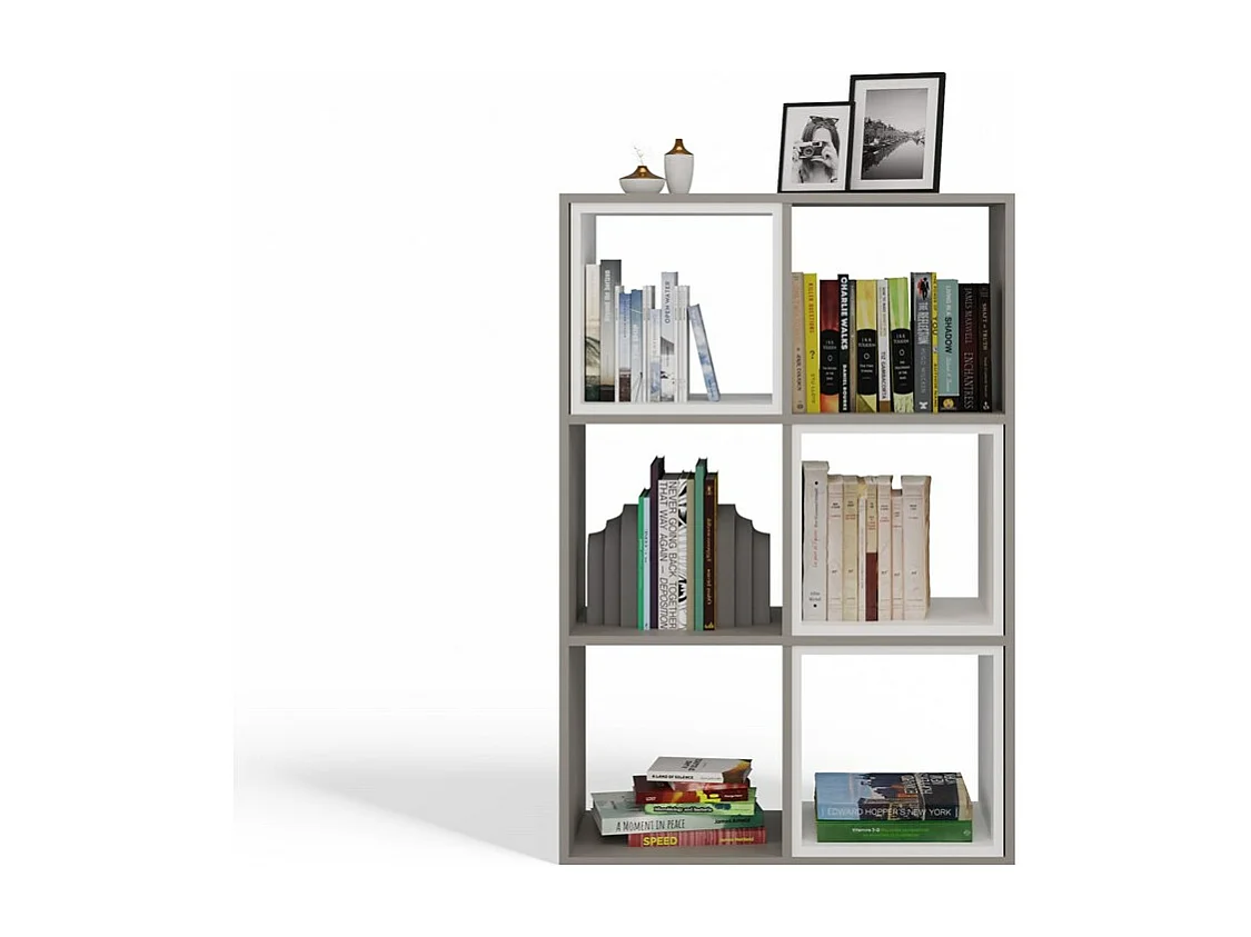 MARION - Scaffale modulare a 6 cubi - Libreria a 6 scomparti - 110x30x75 cm - Mobile contenitore