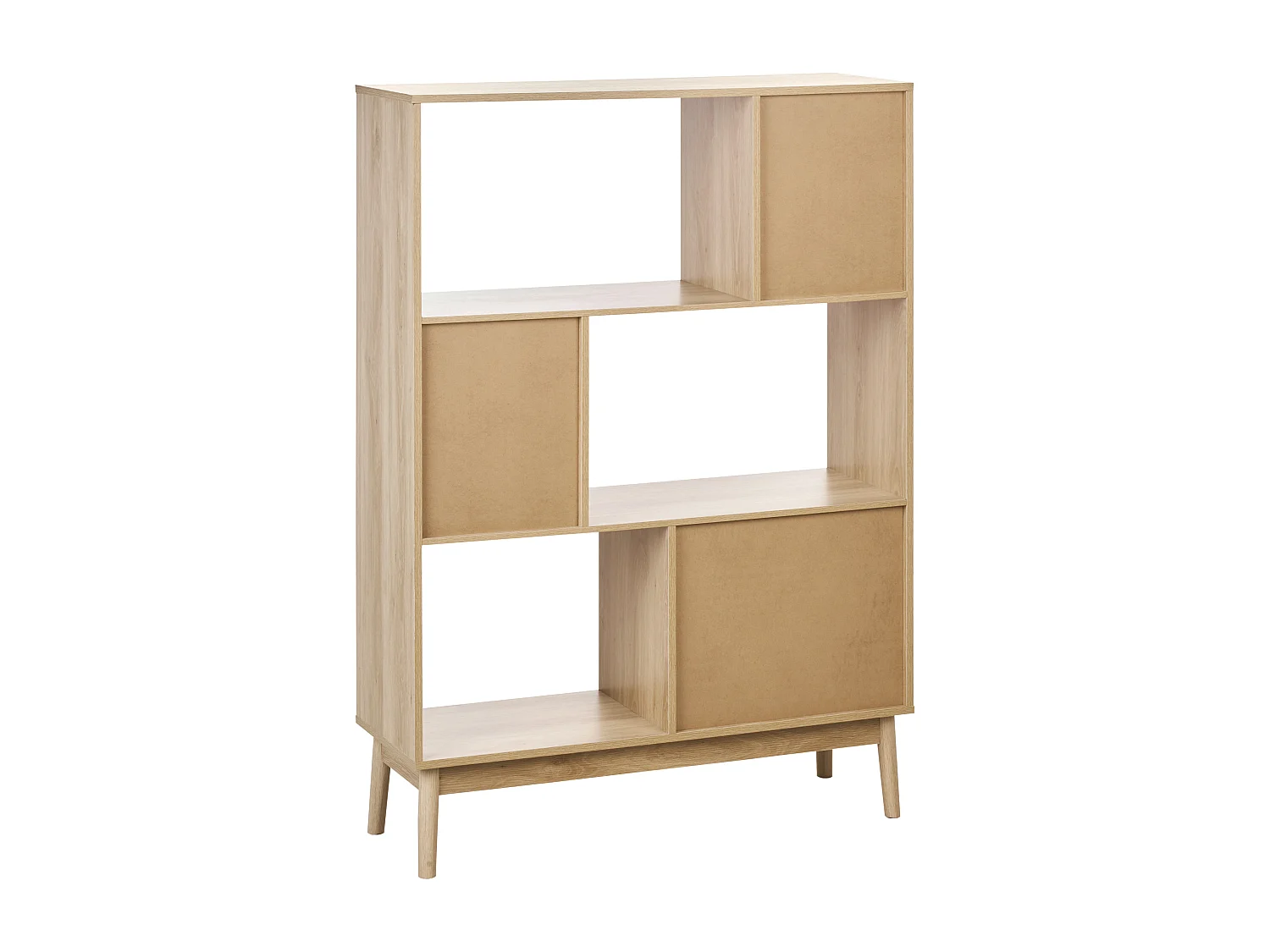 Regal heller Holzfarbton Lamellen-Optik 2 Schubladen 2 Türen 3 Fächer Lynwood