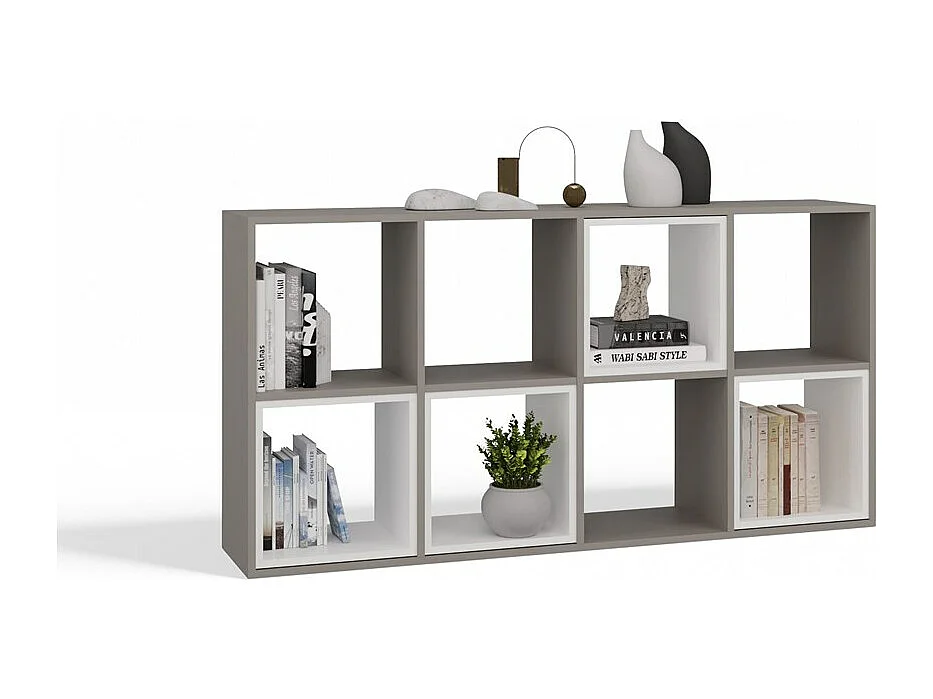 MARION - Scaffale modulare a 8 cubi - Libreria a 8 scomparti - 147x30x75 cm - Mobile contenitore