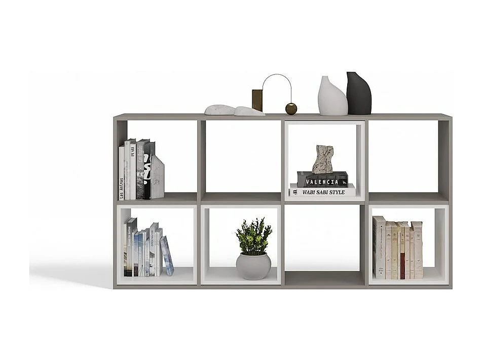 MARION - Scaffale modulare a 8 cubi - Libreria a 8 scomparti - 147x30x75 cm - Mobile contenitore