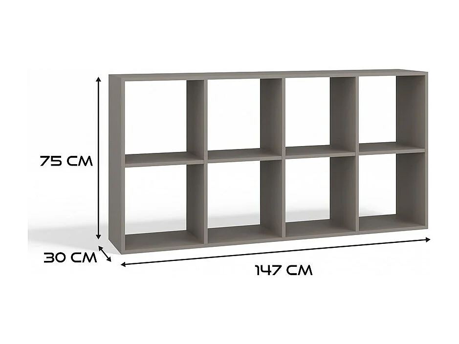 MARION - Scaffale modulare a 8 cubi - Libreria a 8 scomparti - 147x30x75 cm - Mobile contenitore