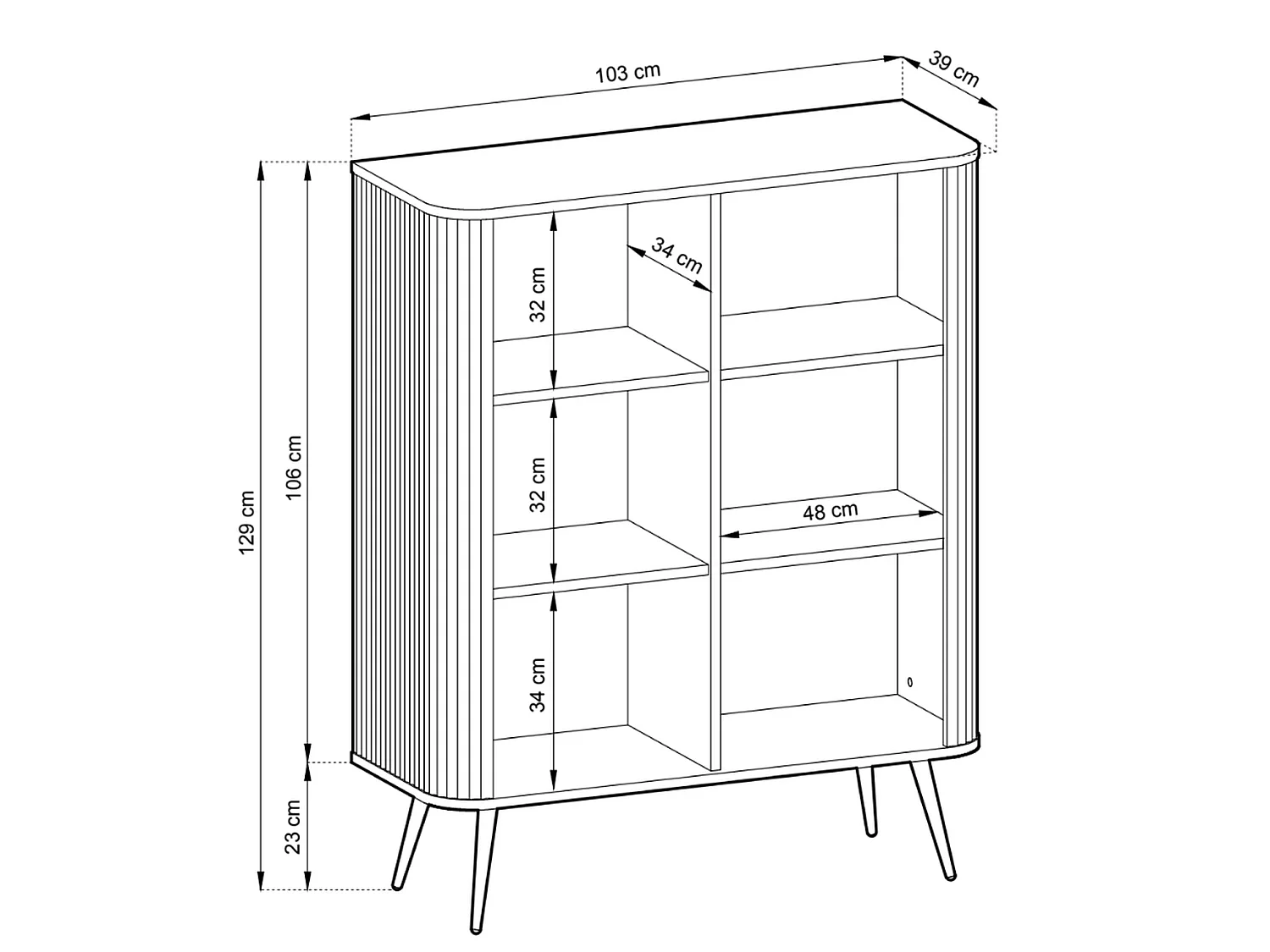 Buffet - 103 cm - Buffet haut 2 portes - blanc avec pieds dorés - ZOVA