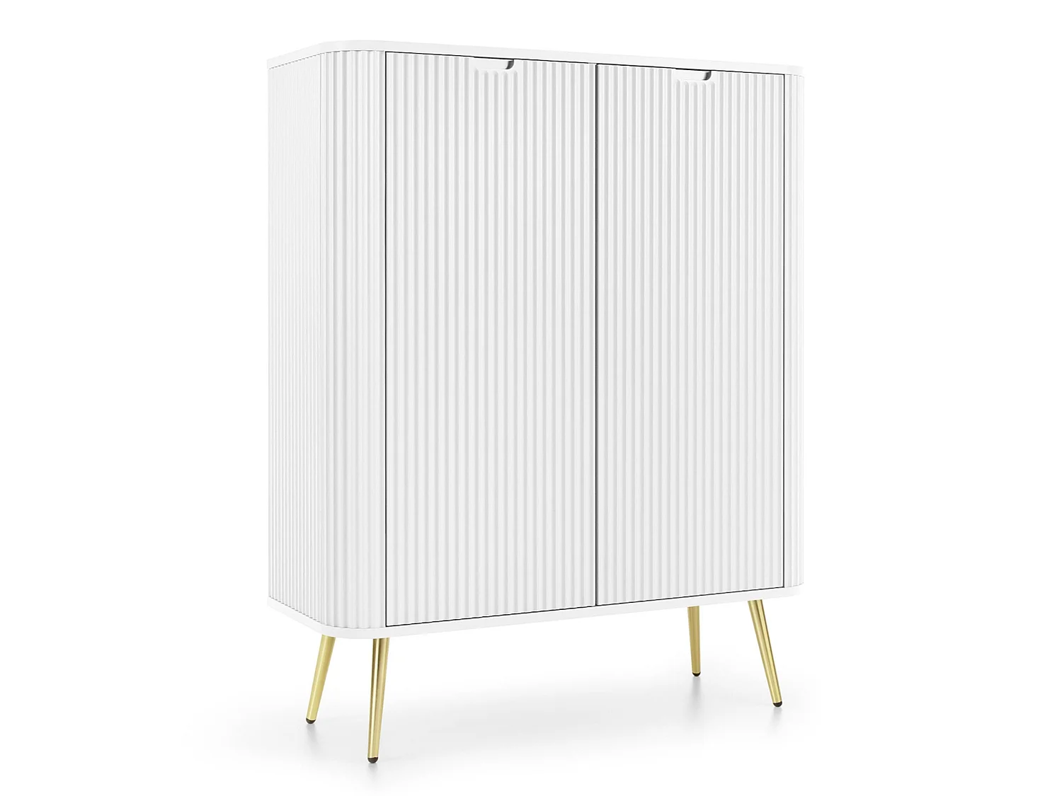 Buffet - 103 cm - Buffet haut 2 portes - blanc avec pieds dorés - ZOVA