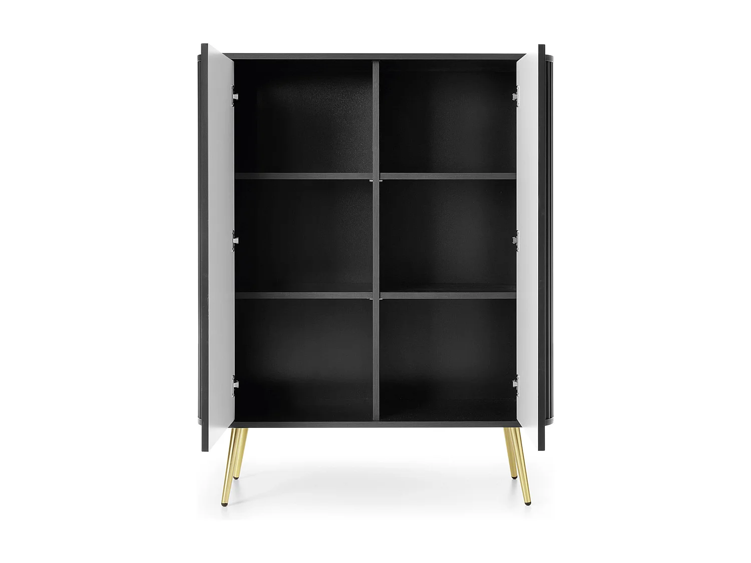 Buffet haut - 103 cm - 2 portes - noir avec pieds dorés - ZOVA