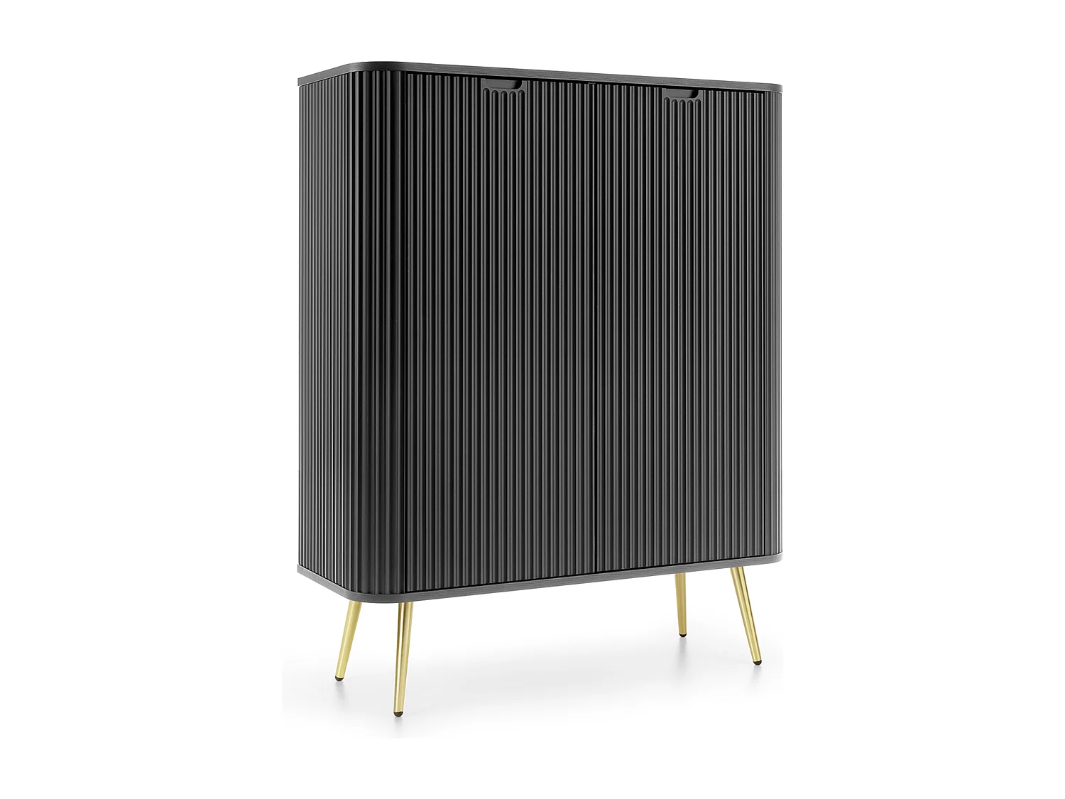 Buffet haut - 103 cm - 2 portes - noir avec pieds dorés - ZOVA
