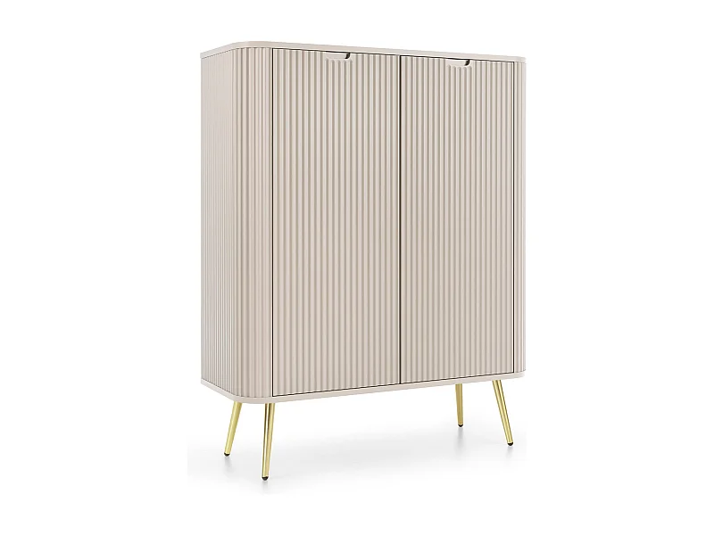 Buffet haut - 103 cm - 2 portes - grège avec pieds dorés - ZOVA