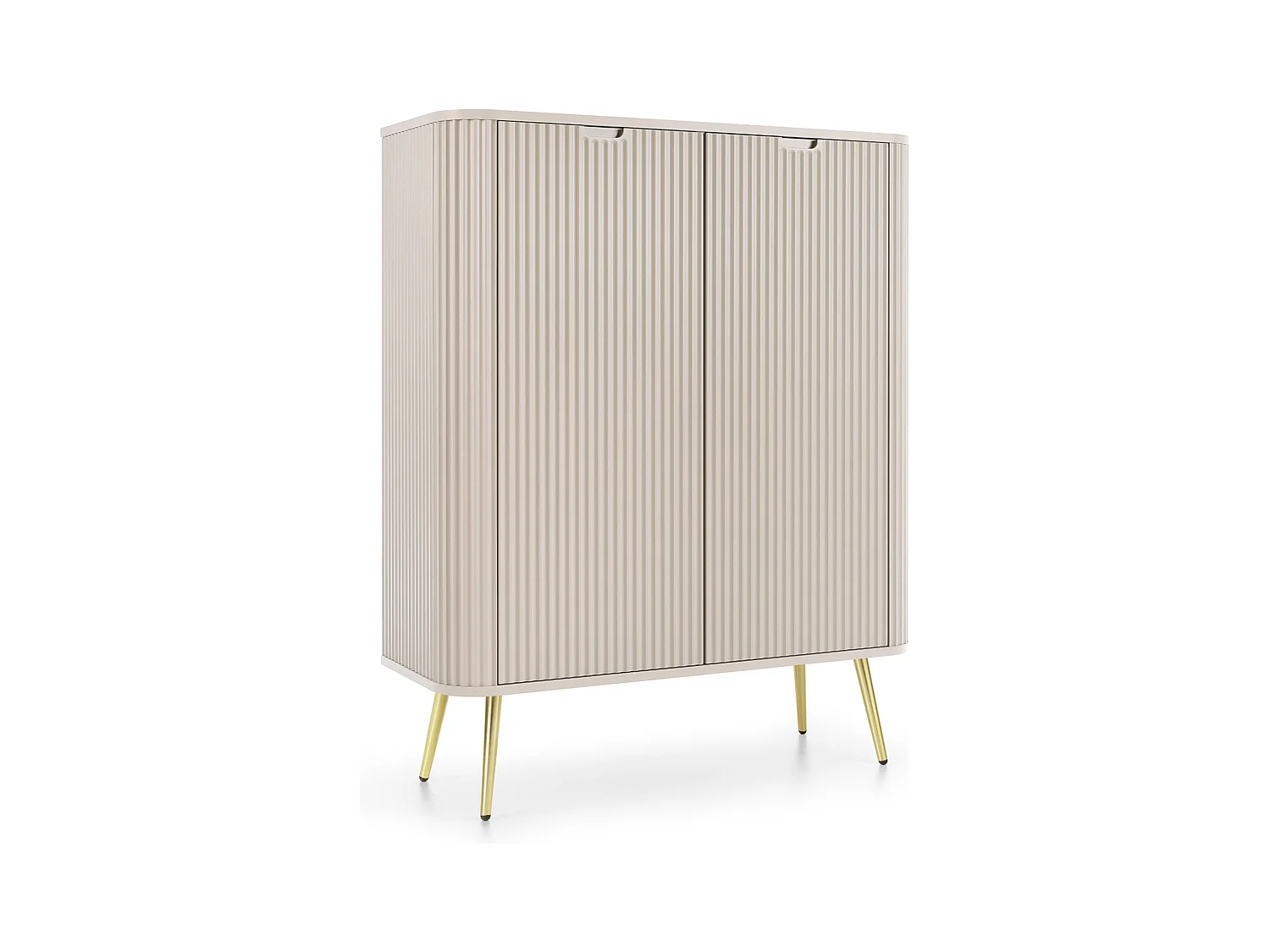 Buffet haut - 103 cm - 2 portes - grège avec pieds dorés - ZOVA