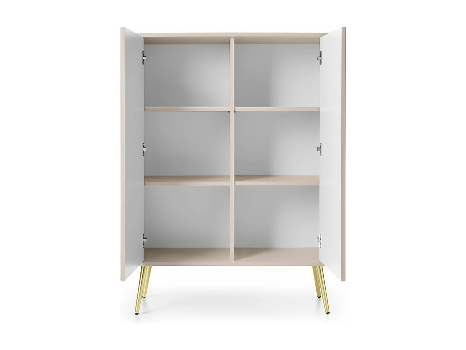 Buffet haut - 103 cm - 2 portes - grège avec pieds dorés - ZOVA