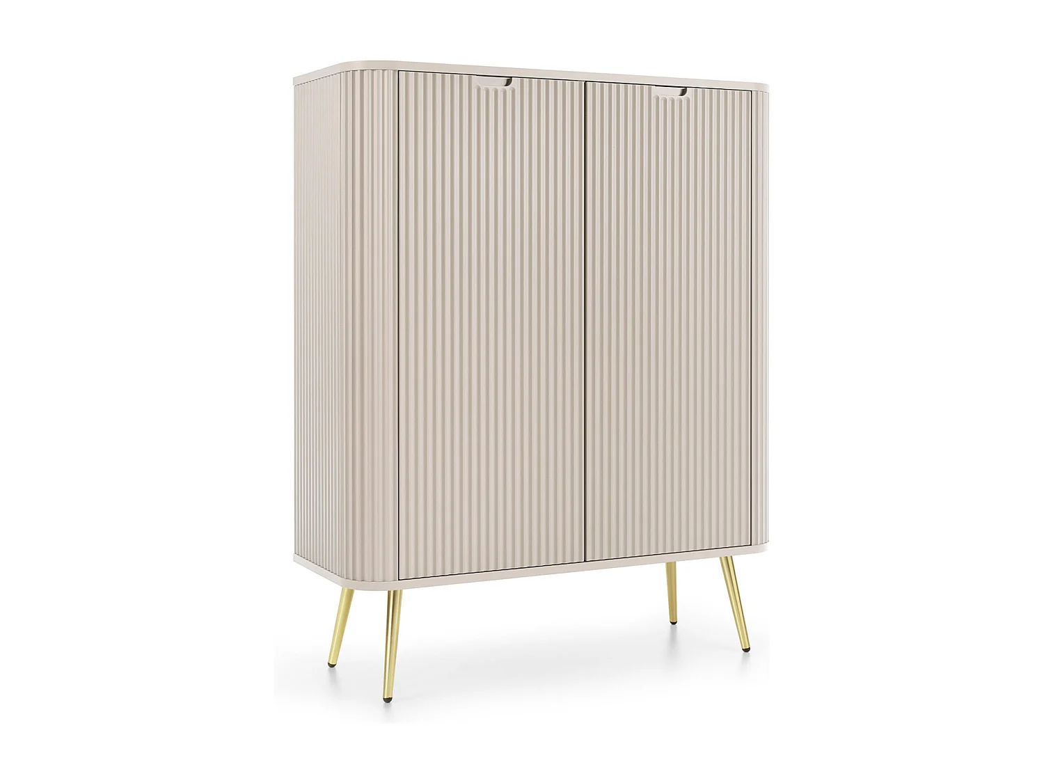 Buffet haut - 103 cm - 2 portes - grège avec pieds dorés - ZOVA