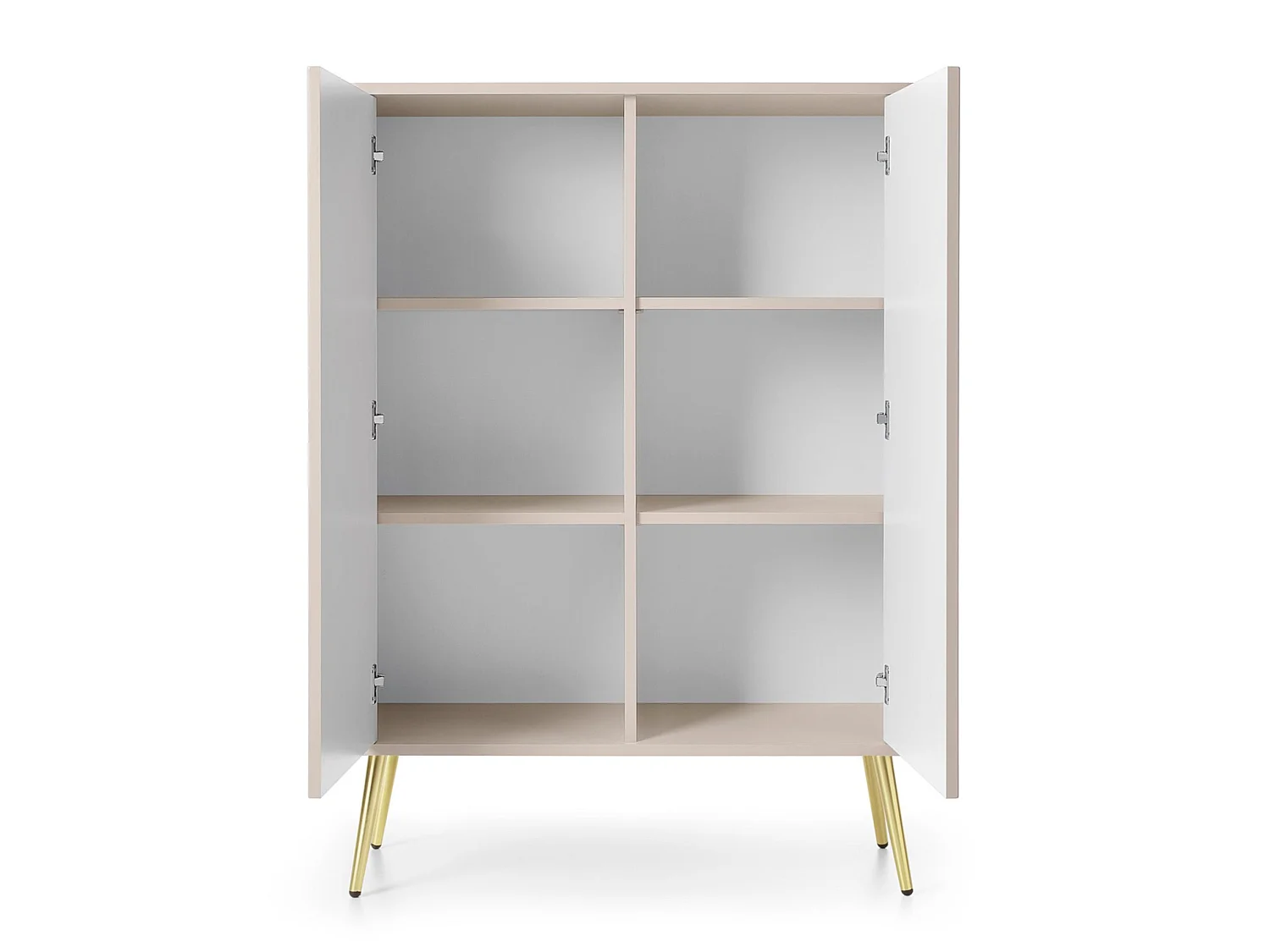 Hoge dressoir - 103 cm - 2 deuren - greige met gouden poten - ZOVA