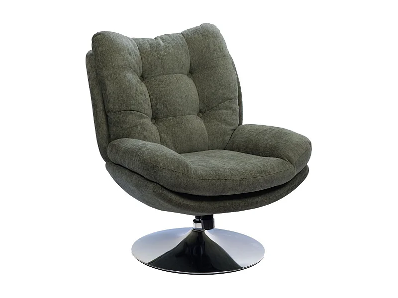Fauteuil de salon relax pivotant en tissu - ERIC