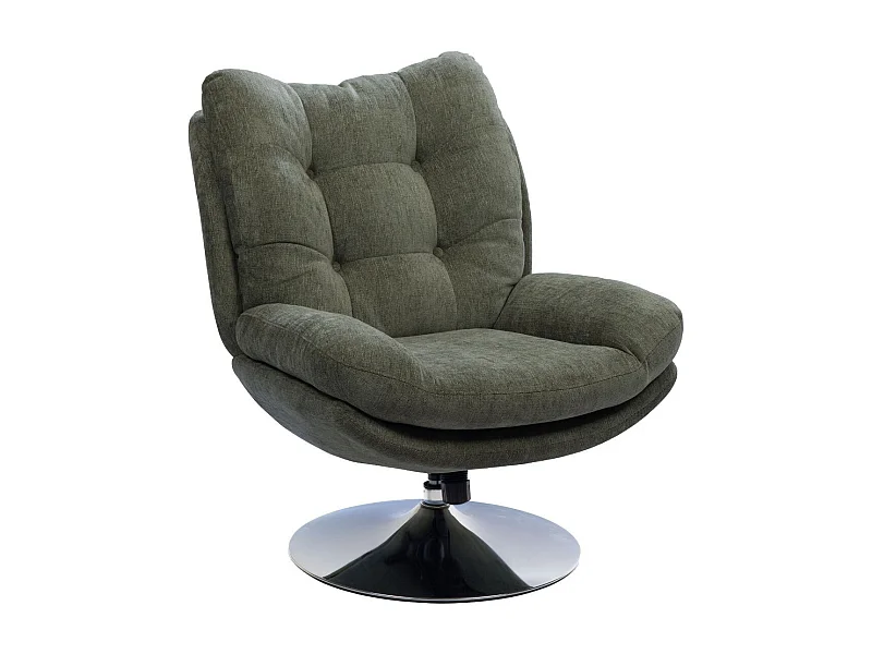 Fauteuil de salon relax pivotant en tissu - ERIC