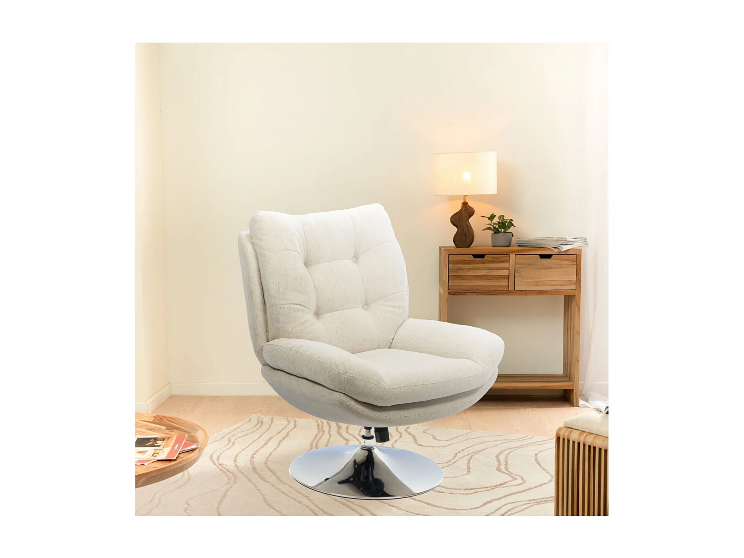 Fauteuil de salon relax pivotant en tissu - ERIC