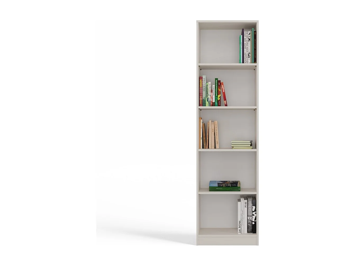 KAFFI - Bibliothèque style scandinave salon - 50x30x181 - 5 tablettes - Étagère à livres - Beige