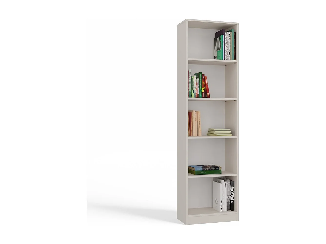 KAFFI - Bibliothèque style scandinave salon - 50x30x181 - 5 tablettes - Étagère à livres - Beige