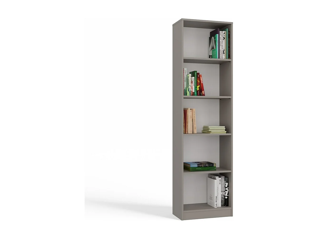 KAFFI - Bibliothèque style scandinave salon - 50x30x181 - 5 tablettes - Étagère à livres - Gris