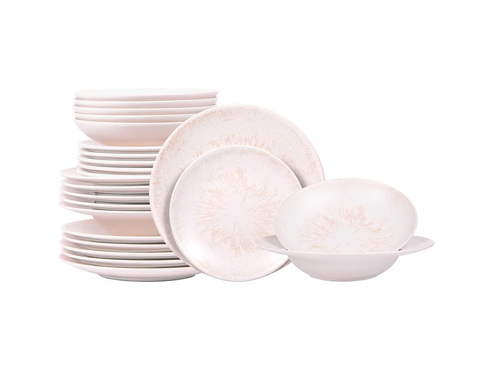 Service d'assiettes 24 pièces Onyx crème