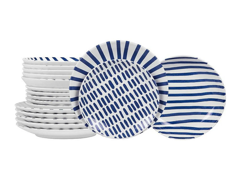 Service d'assiettes 18 pièces Santiago bleu