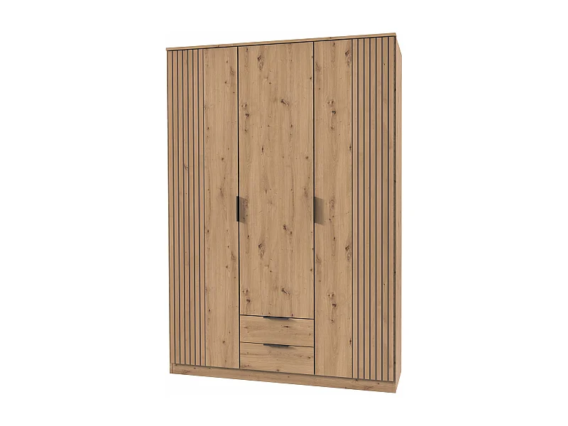 Armoire coloris  rechampis imitation chêne artisan - L. 135 x H. 199 x P. 58 cm