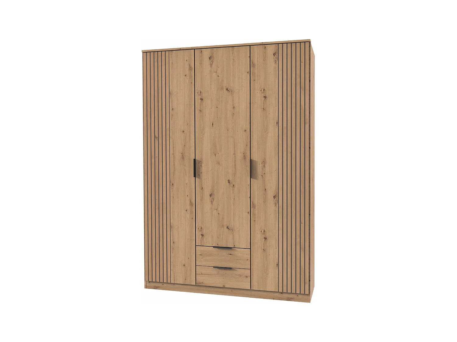 Armoire coloris  rechampis imitation chêne artisan - L. 135 x H. 199 x P. 58 cm