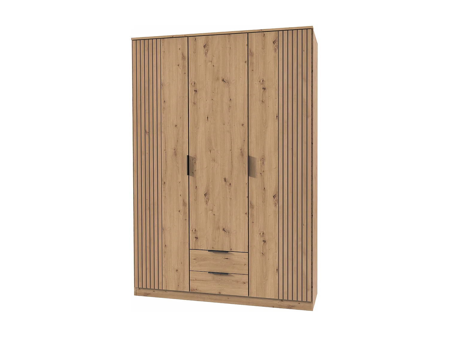 Armoire coloris  rechampis imitation chêne artisan - L. 135 x H. 199 x P. 58 cm