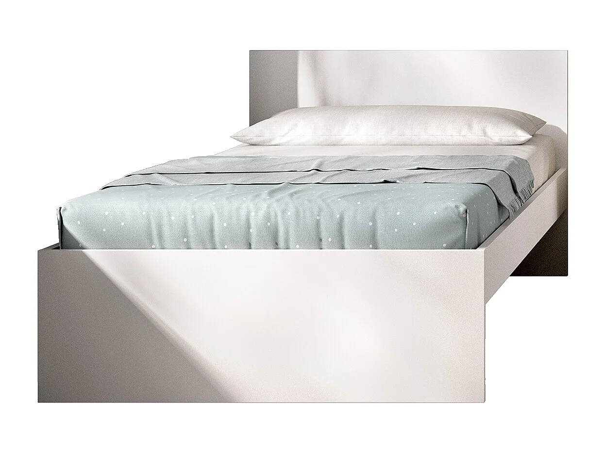 Ensemble de lit + table de nuit + meuble de bureau + armoire pour enfant coloris  blanc, chêne naturel