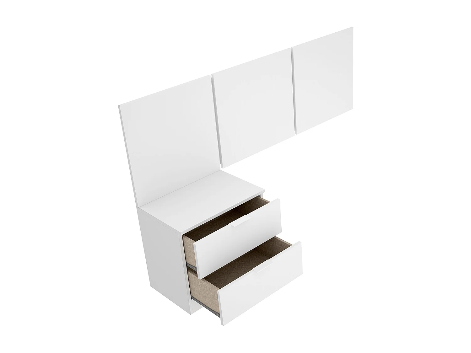 Ensemble de tête de lit + table de chevet avec 2 tiroirs + bureau pour enfant coloris blanc