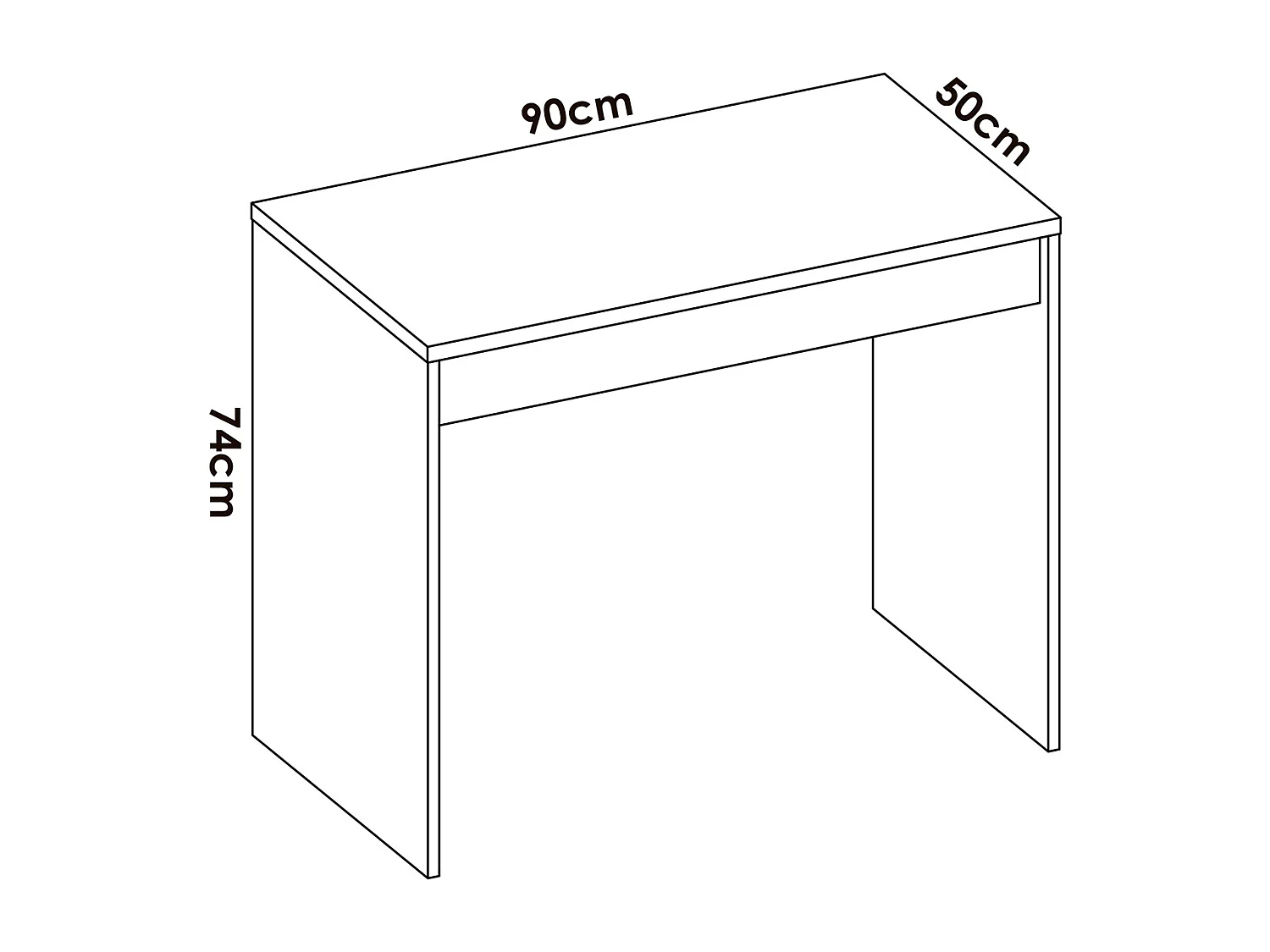 Ensemble de lit avec 1 tiroir 90x190 cm + table de nuit avec 2 tiroirs + meuble de bureau avec 1 tiroir pour enfant coloris blanc, chêne naturel