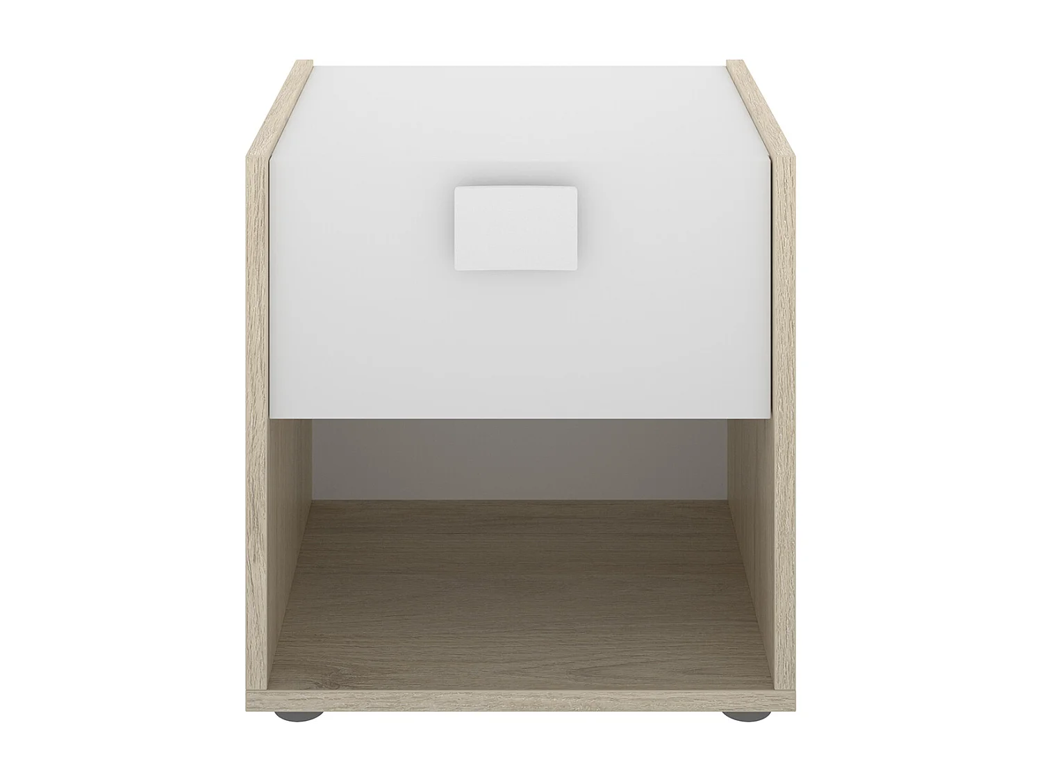 Ensemble chambre à coucher pour enfant complète  ( lit enfant 190x90 cm avec 2 tiroirs + table de chevet + commode ) coloris blanc, chêne naturel