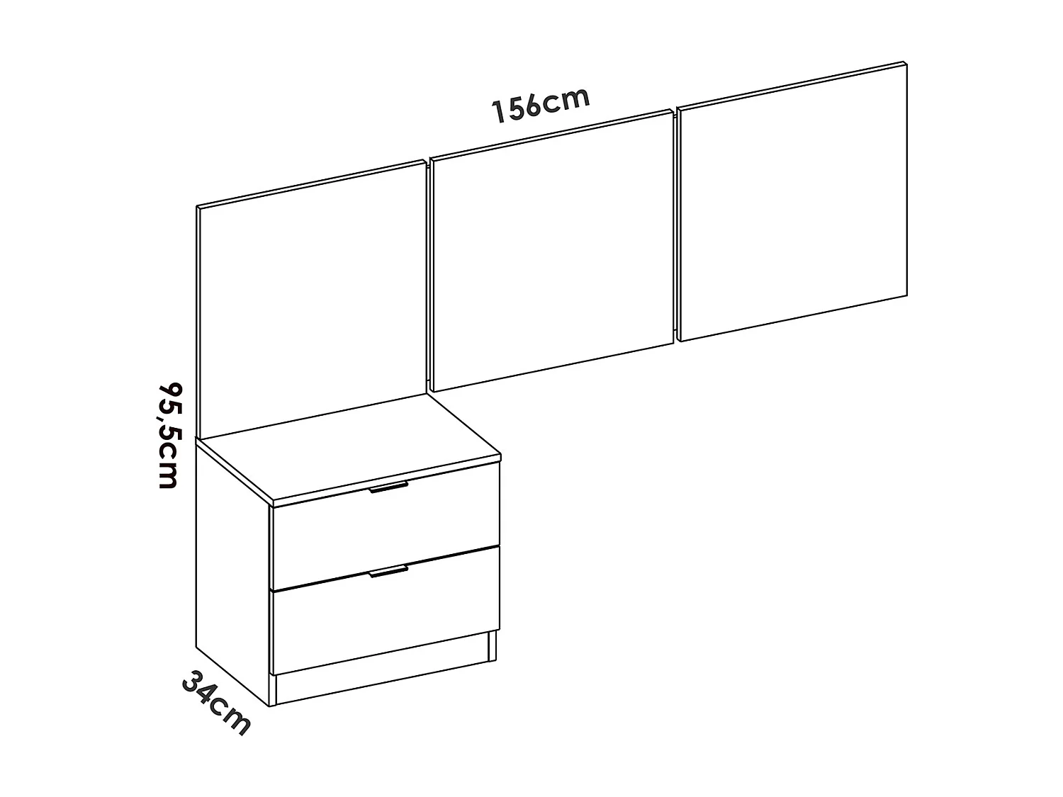 Ensemble de tête de lit + table de chevet avec 2 tiroirs + structure de lit + commode pour enfant coloris chêne naturel, blanc
