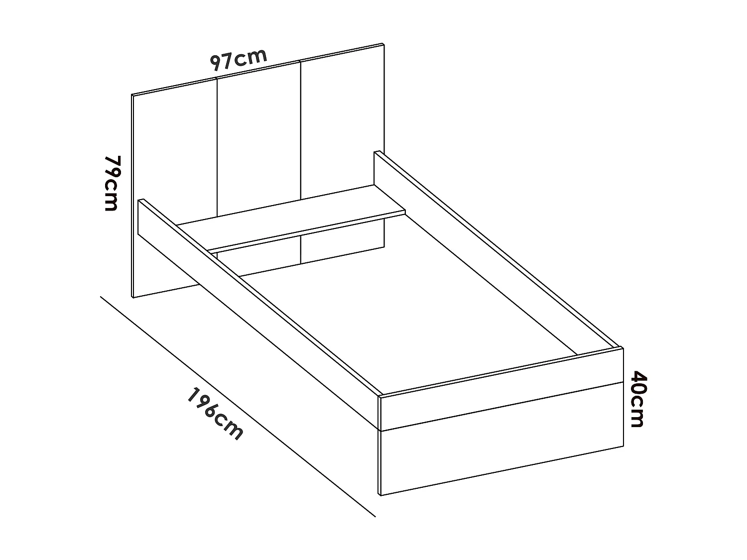 Ensemble chambre à coucher pour enfant complète ( lit enfant 190x90 cm avec 2 tiroirs + table de chevet + armoire + commode ) coloris blanc, chêne naturel