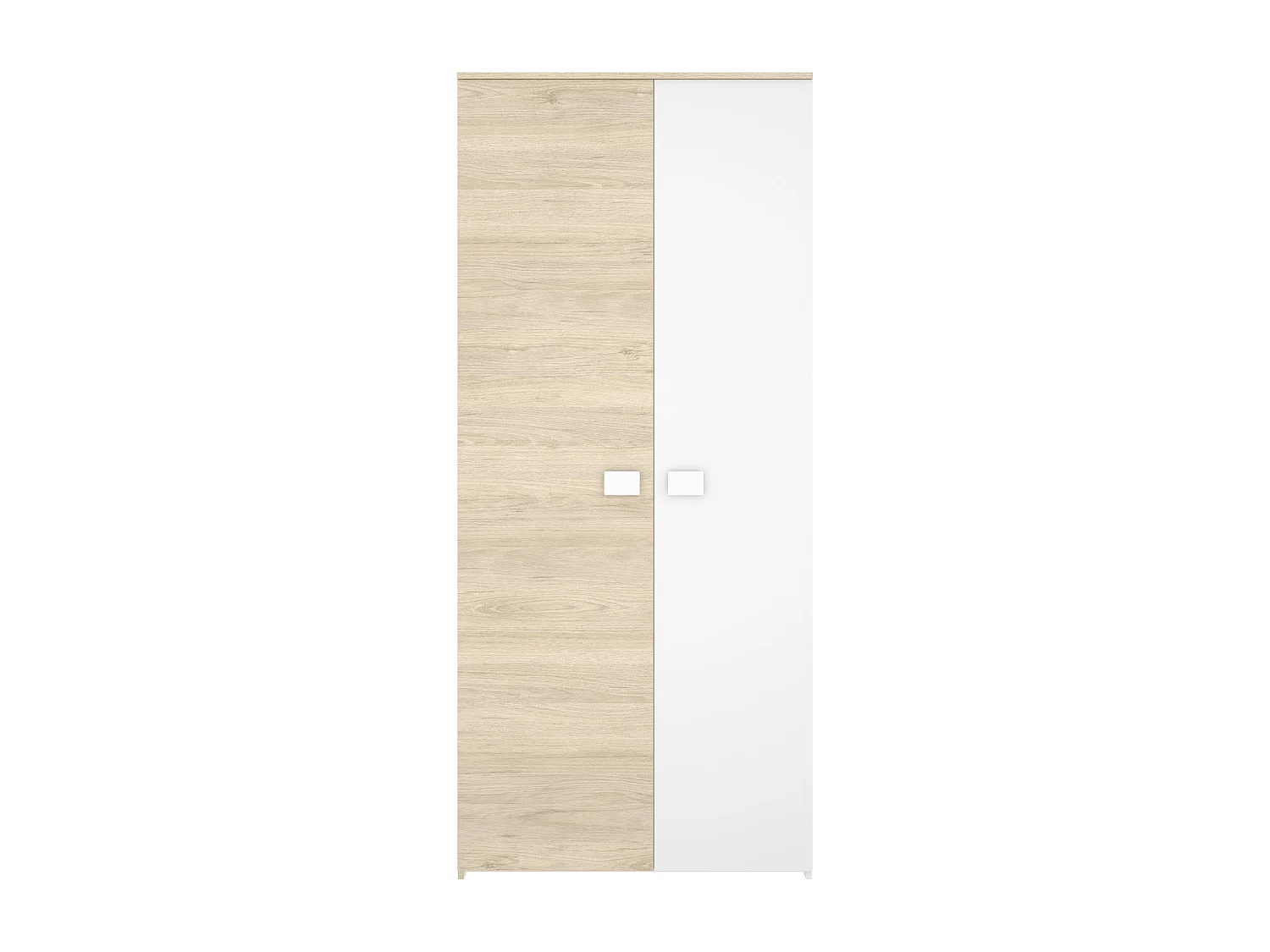 Ensemble chambre à coucher pour enfant complète ( lit enfant 190x90 cm avec 2 tiroirs + table de chevet + armoire + commode ) coloris blanc, chêne naturel