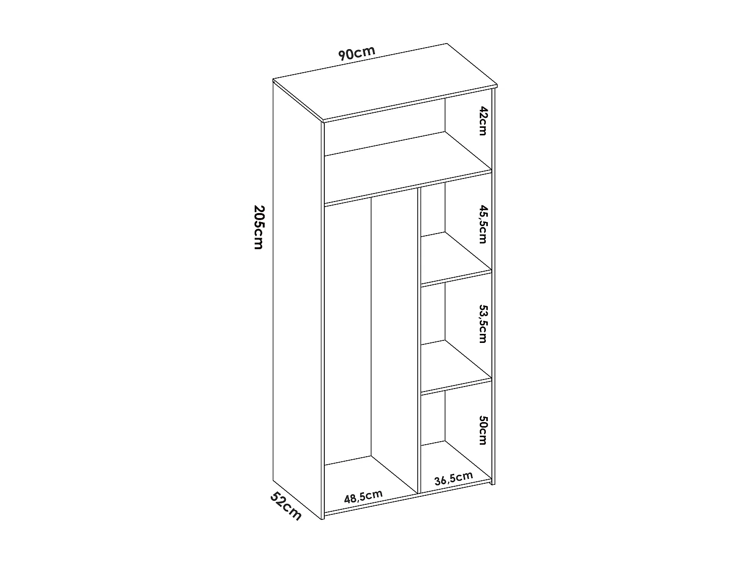 Ensemble chambre à coucher pour enfant complète ( lit enfant 190x90 cm avec 2 tiroirs + table de chevet + armoire + commode ) coloris blanc, chêne naturel