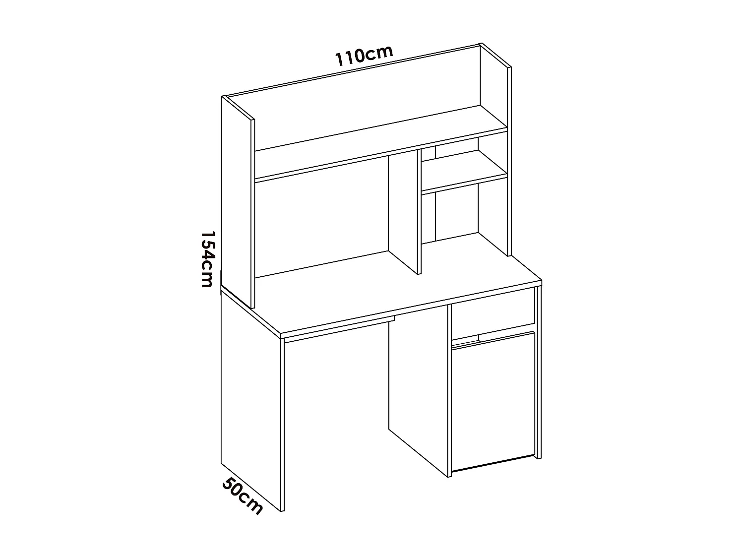 Ensemble de tête de lit et structure avec tiroir de lit + Bureau + armoire avec 2 portes pour enfant coloris chêne naturel, blanc
