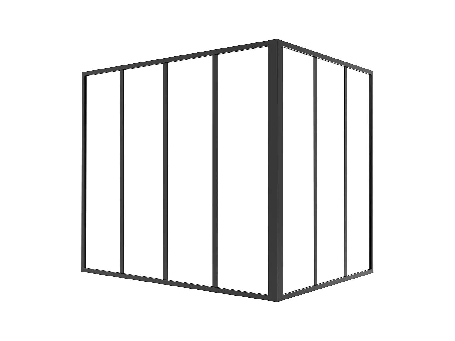 Hjørnevegg av termolakkert aluminium - L120 x L90 x B105 - Sort - BAYVIEW