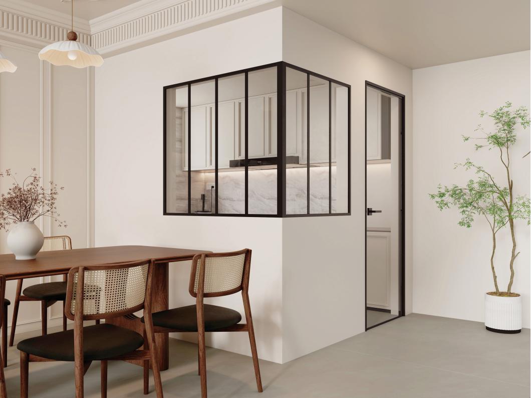 Cristalera de esquina de taller de aluminio lacado - L120 x L90 x Alt. 105 - Negro - BAYVIEW