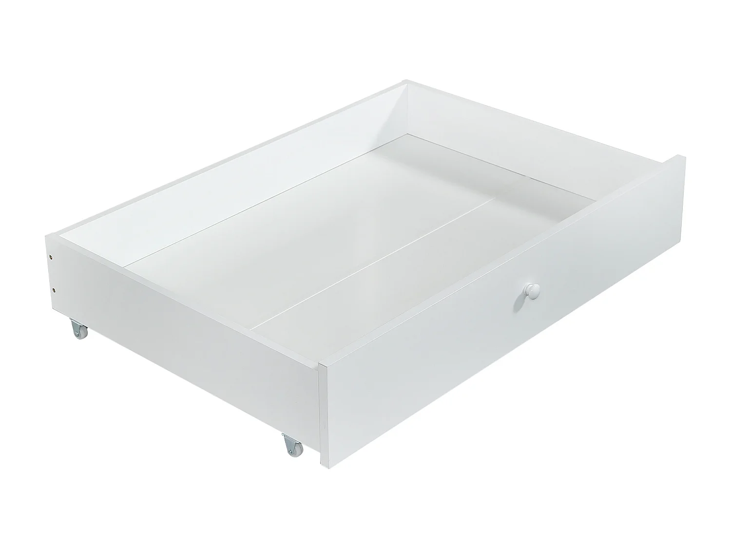 Lit superposé en bois - 90x200 cm - avec 2 tiroirs et étagères - Blanc & Rose (sans rideaux)